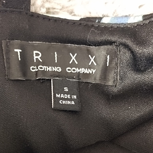 Trixxi Thin Strap Black Dress with Pink and Blue Floral Pattern - Picture 2 of 10